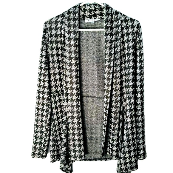 Kasper Black/Gray Houndstooth Long Cardigan- Size Small - Picture 1 of 10